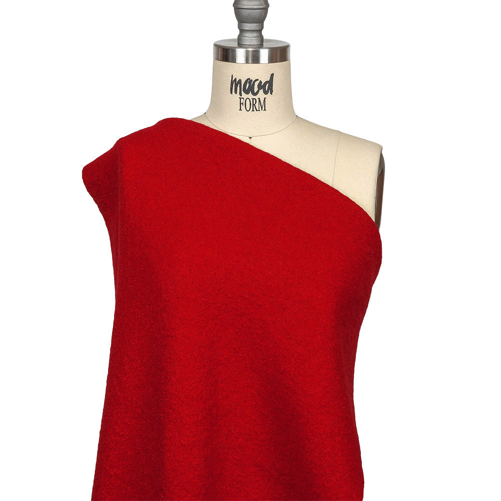 Boiled Wool Coating Fabric - Tango Red - Ketil Collection Detail Boiled Wool Coating Fabric - Tango Red - Ketil Collection Detail