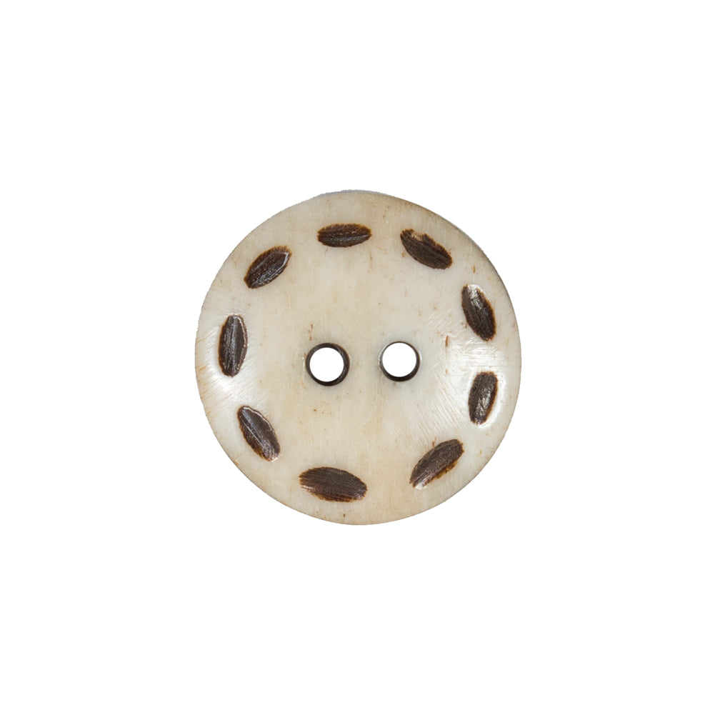 Natural and Brown 2-Hole Bone Button - 34L/21.5mm Natural and Brown 2-Hole Bone Button - 34L/21.5mm