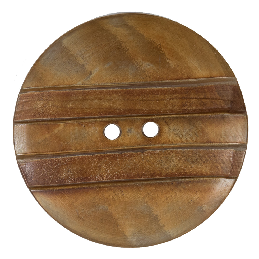 Striped Natural 2-Hole Horn Button - 60L/38mm Striped Natural 2-Hole Horn Button - 60L/38mm