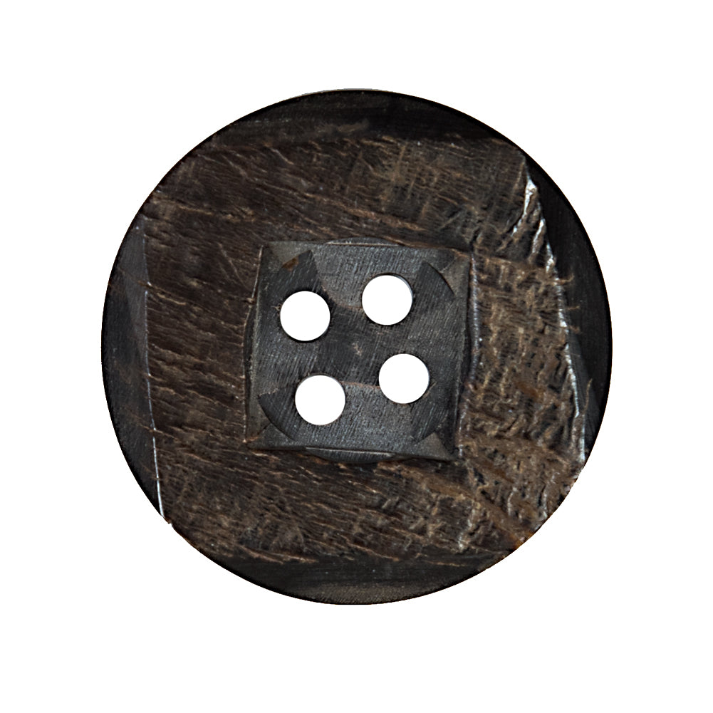 Black and Brown Textural Horn 4-Hole Button - 45L/29mm Black and Brown Textural Horn 4-Hole Button - 45L/29mm