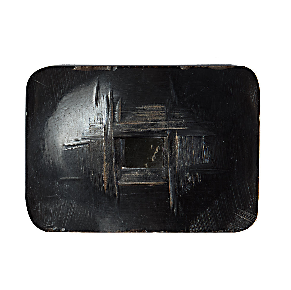 Black Rectangular Horn Coat Button - 0.875" x 1.375" Detail Black Rectangular Horn Coat Button - 0.875" x 1.375" Detail