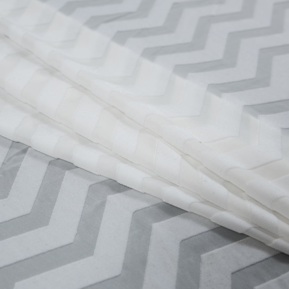 Zig Zag Burnout Velour - White Folded Zig Zag Burnout Velour - White Folded