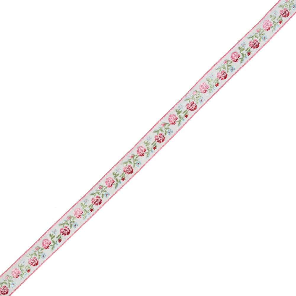 Pink and Red Ombre Floral German Jacquard Ribbon - 0.625" Pink and Red Ombre Floral German Jacquard Ribbon - 0.625"