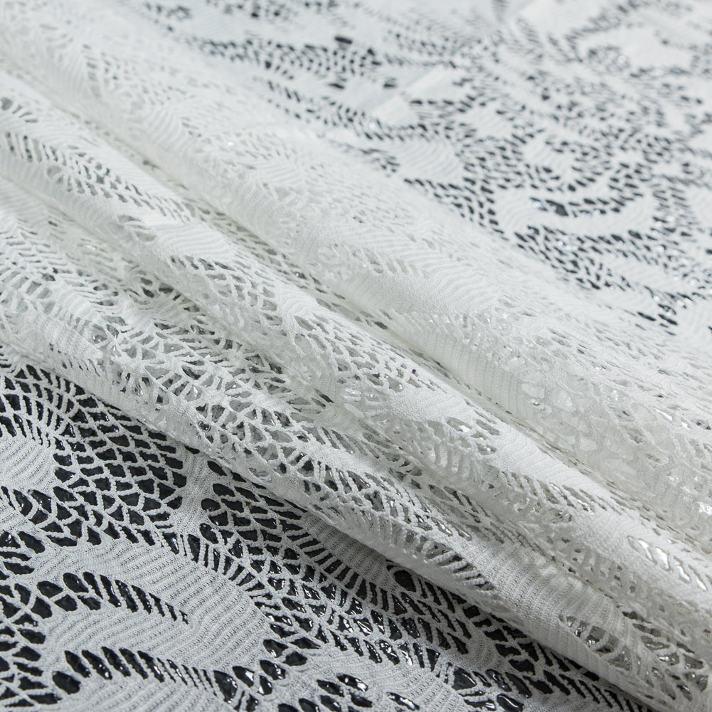 Italian White Laminated Crochet Lace Detail Italian White Laminated Crochet Lace Detail
