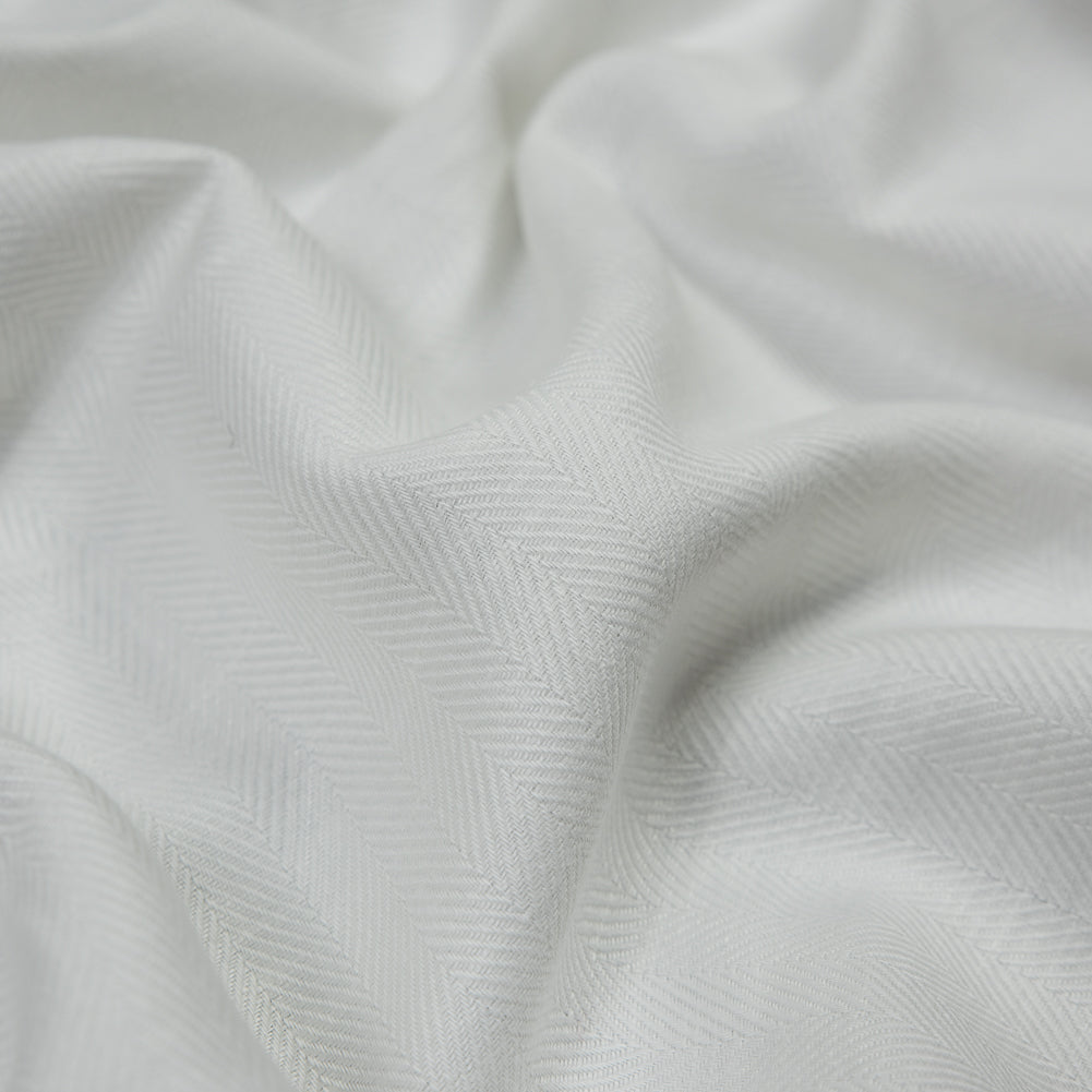 Italian White Herringbone Linen Blend Italian White Herringbone Linen Blend