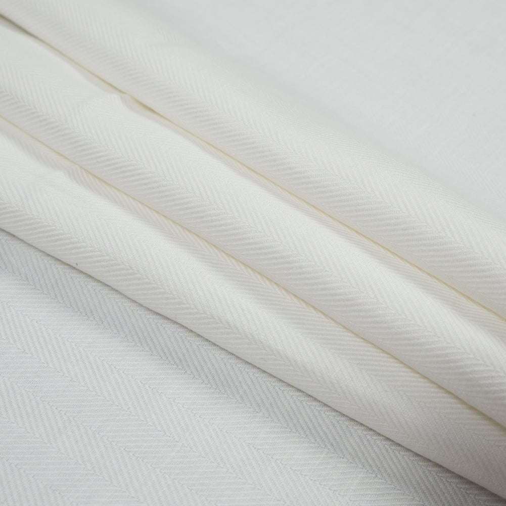 Italian White Herringbone Linen Blend Detail Italian White Herringbone Linen Blend Detail