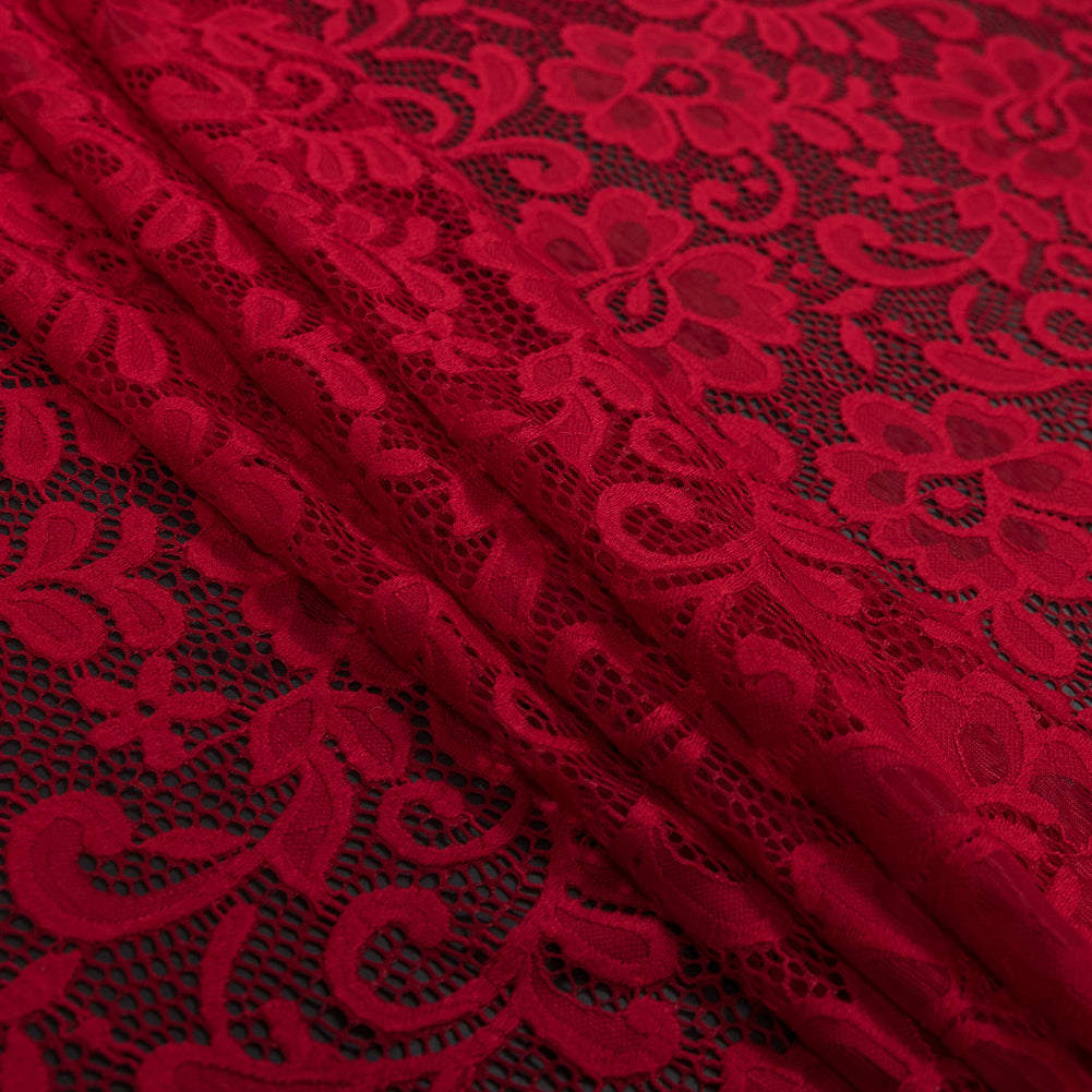 Italian Red Stretch Crochet Lace Detail Italian Red Stretch Crochet Lace Detail