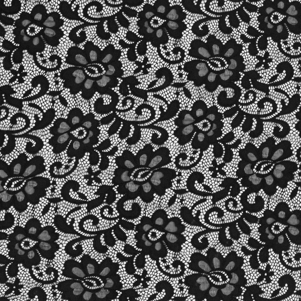 Italian Black Stretch Crochet Lace Italian Black Stretch Crochet Lace