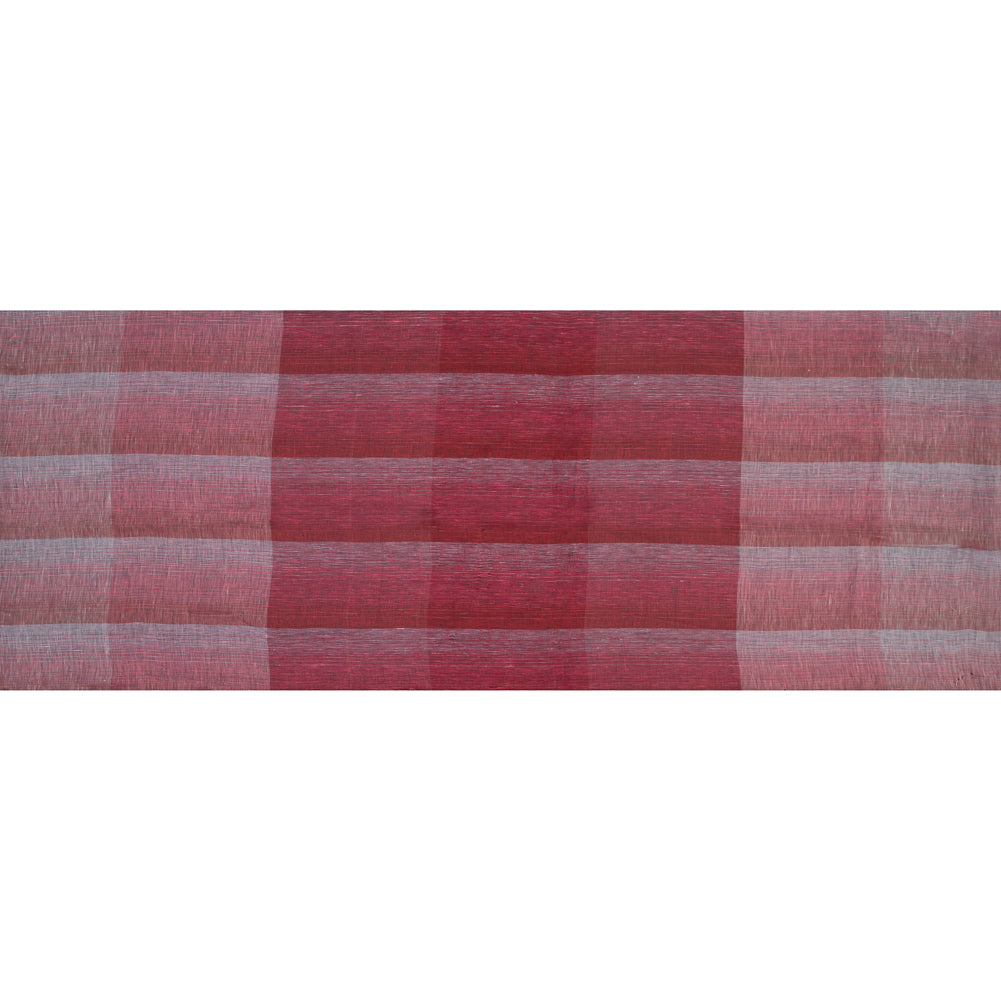 Italian Red, Pink and White Plaid Linen Scrim Folded Italian Red, Pink and White Plaid Linen Scrim Folded