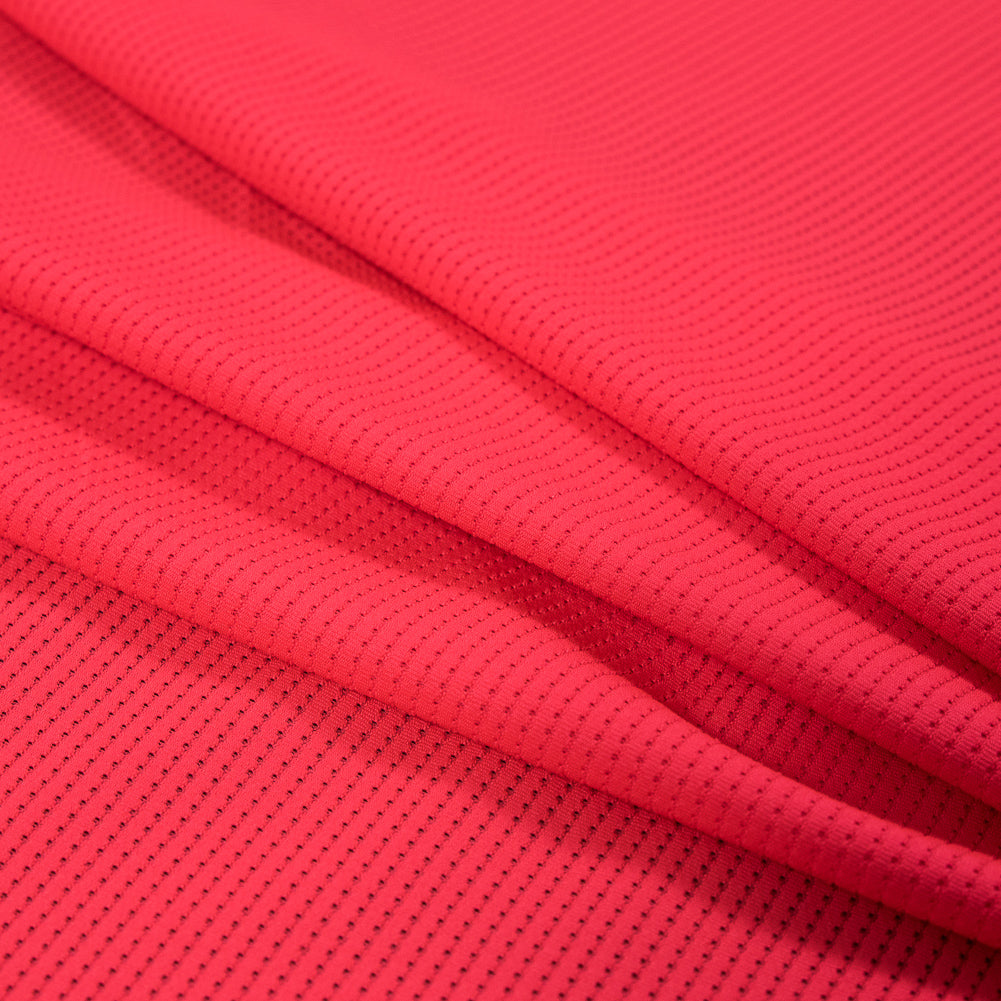 Neon Coral Textural Polyester Stretch Knit Folded Neon Coral Textural Polyester Stretch Knit Folded