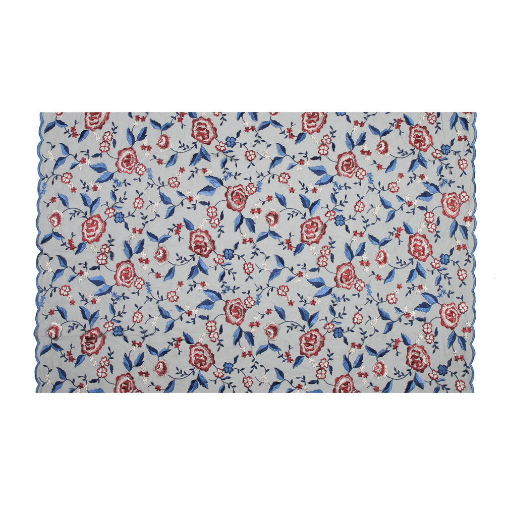 Red, White and Blue Floral Embroidered Mesh Full Red, White and Blue Floral Embroidered Mesh Full