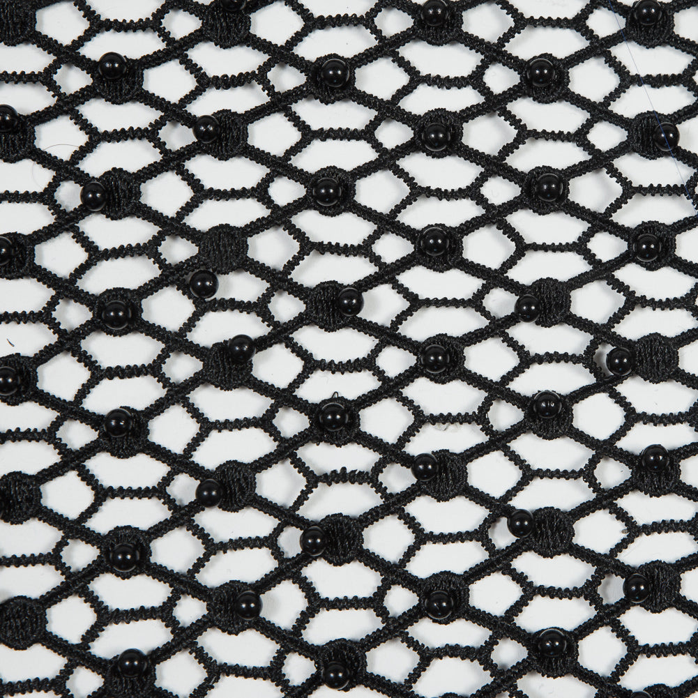 Guipure Lace with Beads - Black Webs Full Guipure Lace with Beads - Black Webs Full