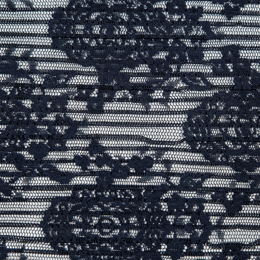 Navy Floral Pleated Lace Detail Navy Floral Pleated Lace Detail