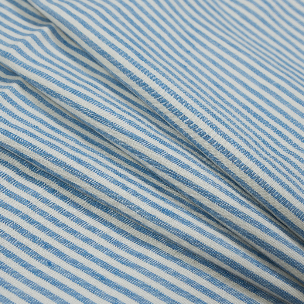 Stretch Linen Woven - Striped Blue - Asturias Collection Stretch Linen Woven - Striped Blue - Asturias Collection