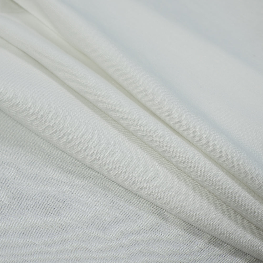 Stretch Linen Woven - Gleam Silver on Ivory - Asturias Collection - Folded Stretch Linen Woven - Gleam Silver on Ivory - Asturias Collection - Folded