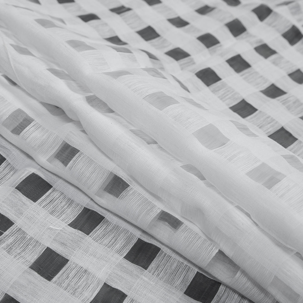 Checkered Linen Woven - White - Katia Collection Detail Checkered Linen Woven - White - Katia Collection Detail