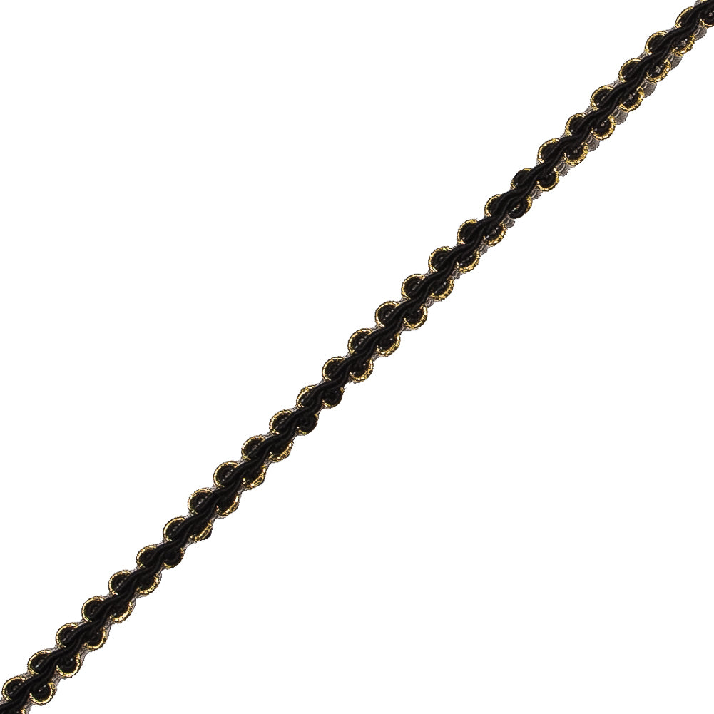 Black and Gold Metallic Braid - 0.25" Detail Black and Gold Metallic Braid - 0.25" Detail