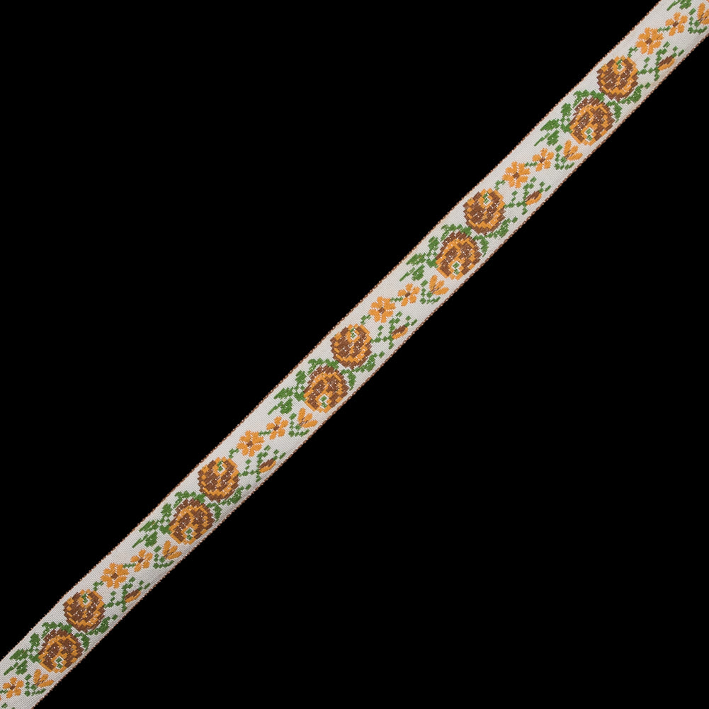 Yellow, Beige and Green Floral German Jacquard Ribbon - 0.75" Yellow, Beige and Green Floral German Jacquard Ribbon - 0.75"