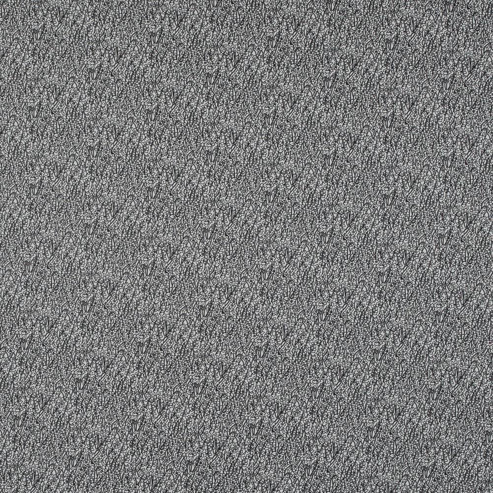 Black and White Minute Floral Polyester Lining
