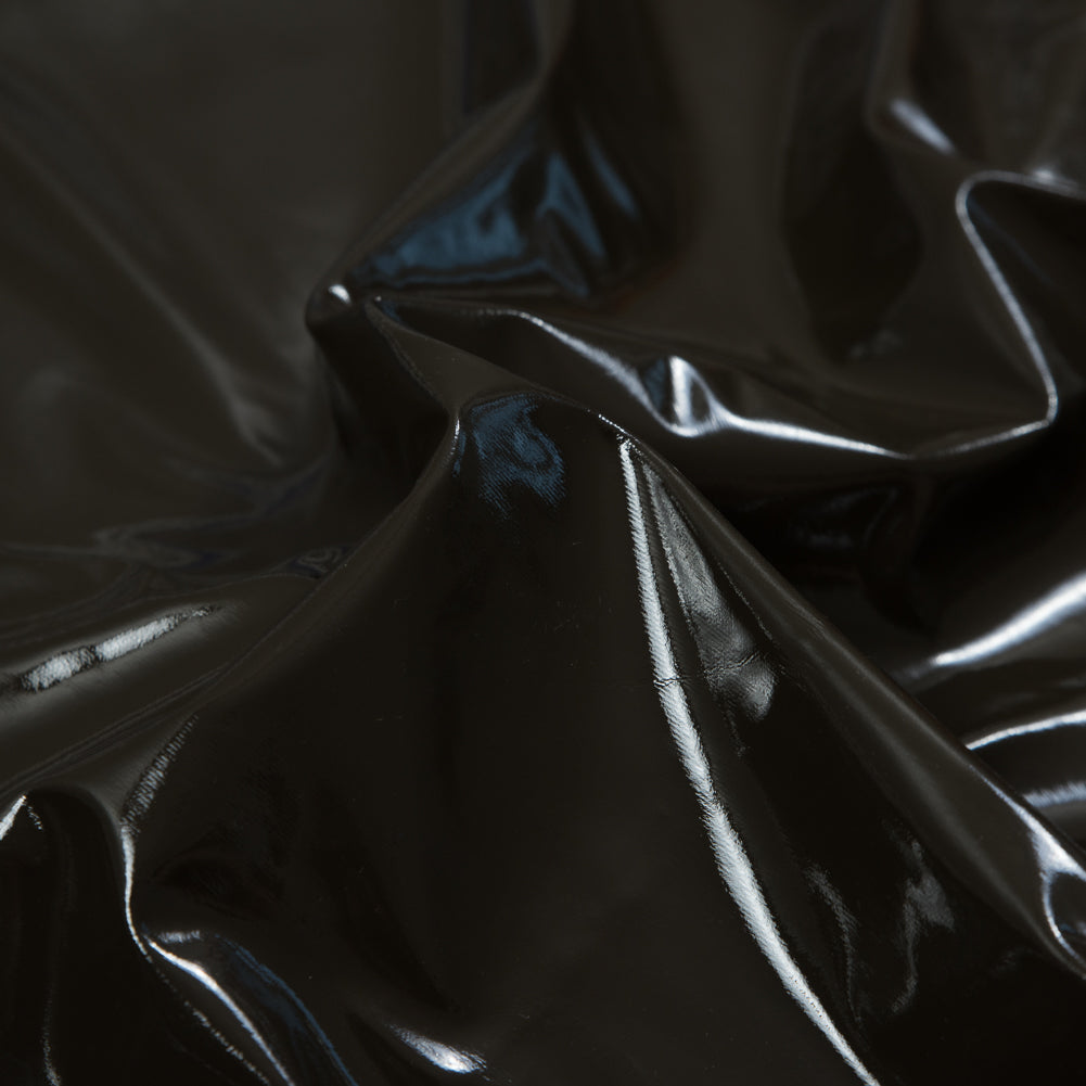 Faux Patent Leather with Black Knit Backing - Dark Olive Full Faux Patent Leather with Black Knit Backing - Dark Olive Full