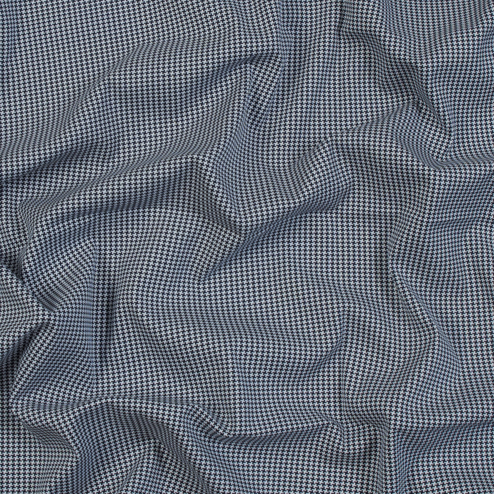 Navy and White Houndstooth Stretch Cotton Woven Navy and White Houndstooth Stretch Cotton Woven