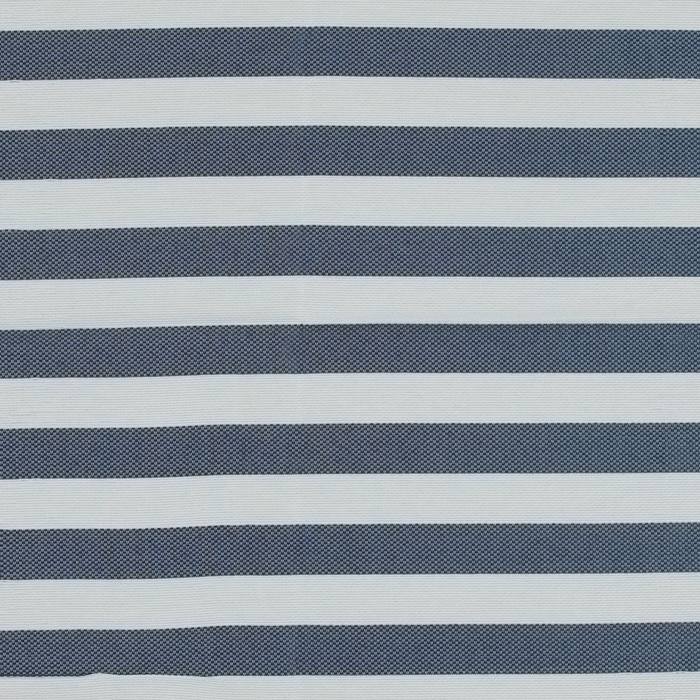 Navy and White Awning Striped Cotton and Acetate Tweed Navy and White Awning Striped Cotton and Acetate Tweed