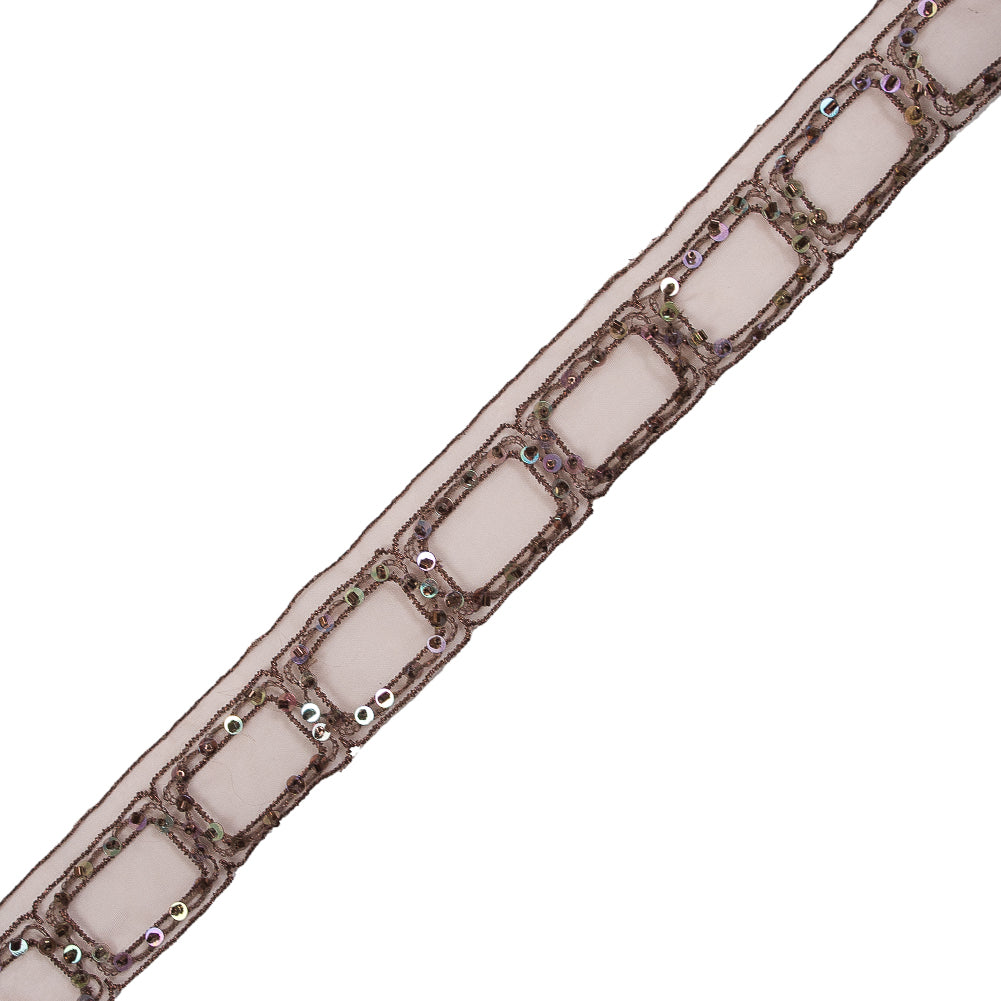 Brown Oragnza Beaded Trim - 1.25" Brown Oragnza Beaded Trim - 1.25"