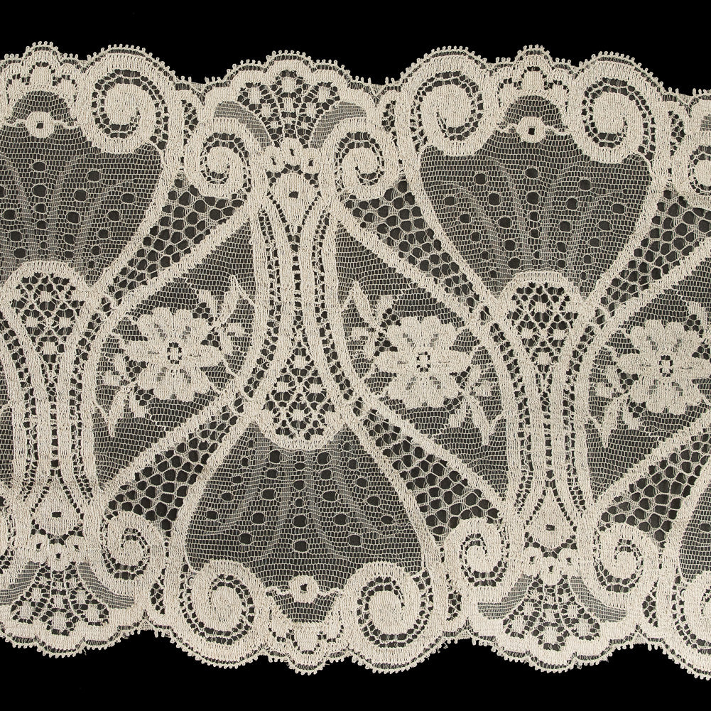 Beige Double Border Lace Trim - 7.25" Detail Beige Double Border Lace Trim - 7.25" Detail