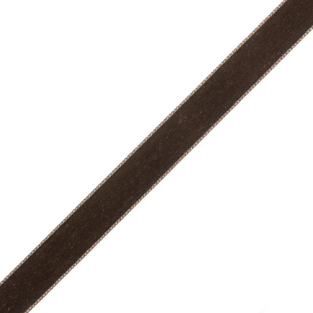 Swiss Brown Single-Faced Velvet Ribbon - 0.625" Detail Swiss Brown Single-Faced Velvet Ribbon - 0.625" Detail