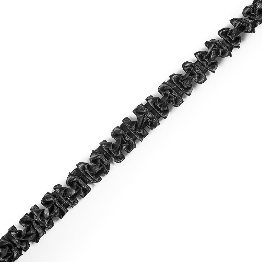 Black Satin Plisse Trim - 0.875"