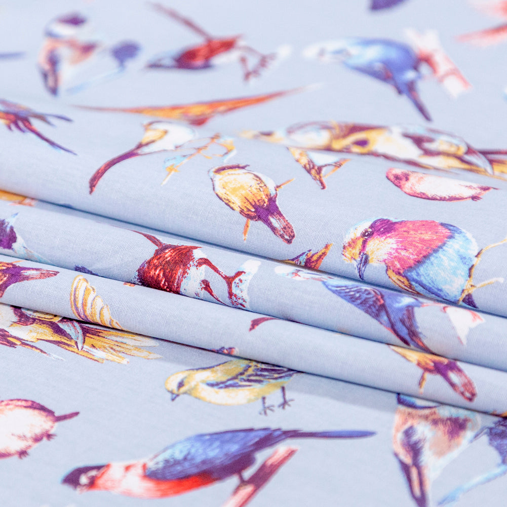 Blue Bird Printed Organic Cotton Shirting Detail Blue Bird Printed Organic Cotton Shirting Detail
