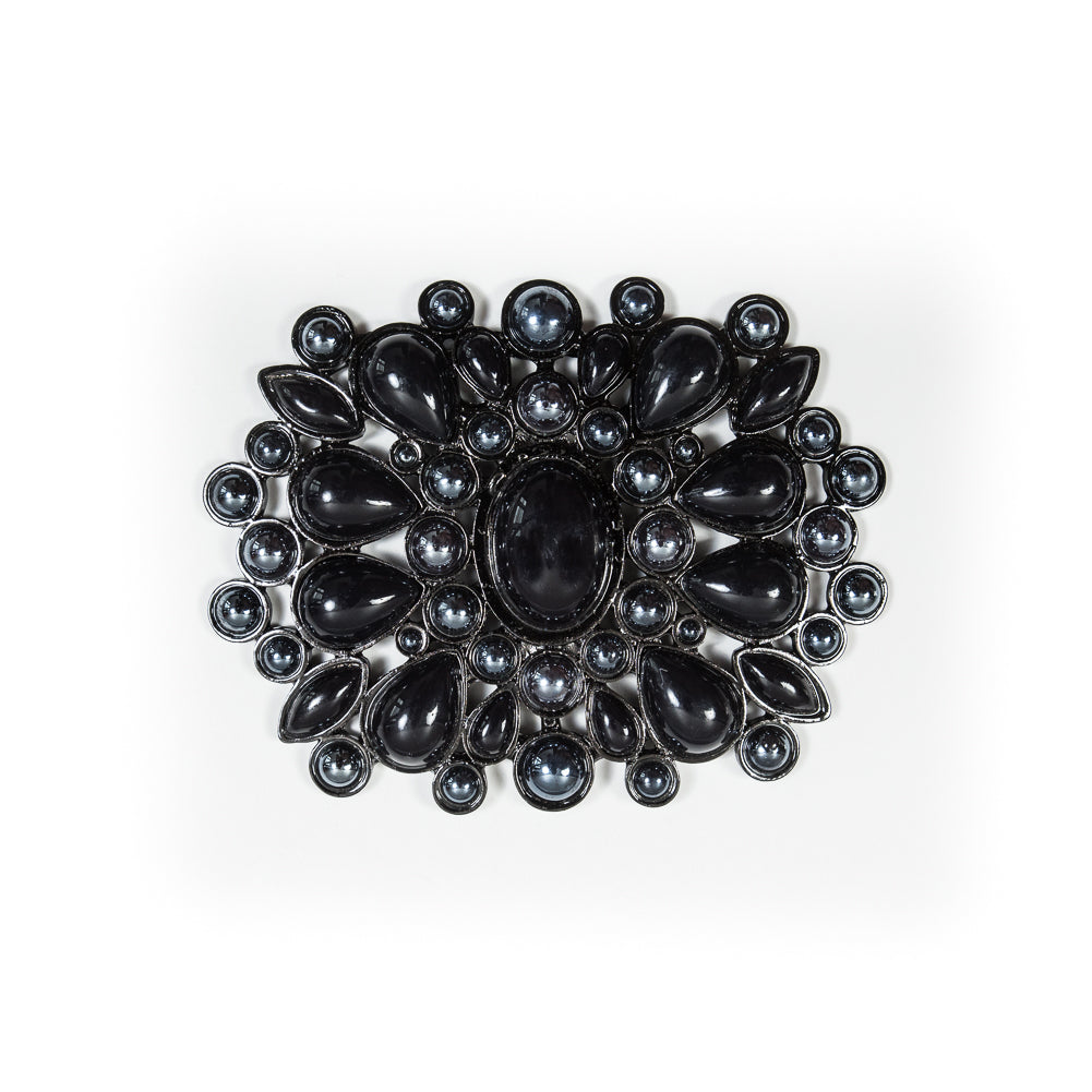 Gunmetal and Blue Fancy Metal Applique - 3" x 4" Gunmetal and Blue Fancy Metal Applique - 3" x 4"