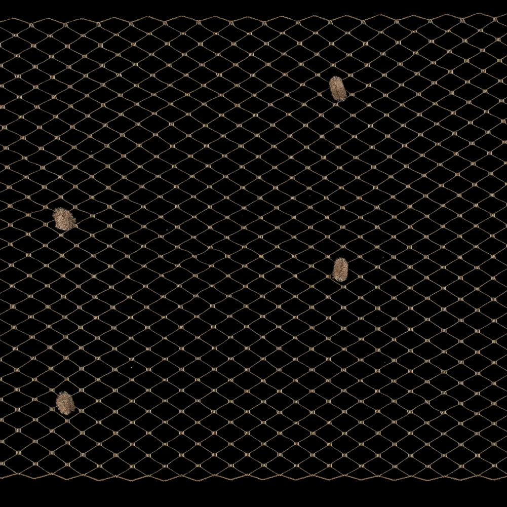 Taupe Russian Veiling with Pom Poms - 9" Detail Taupe Russian Veiling with Pom Poms - 9" Detail