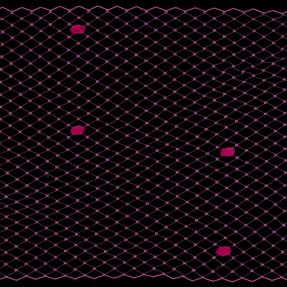 Fuchsia Russian Veiling with Pom Poms - 9" Detail Fuchsia Russian Veiling with Pom Poms - 9" Detail