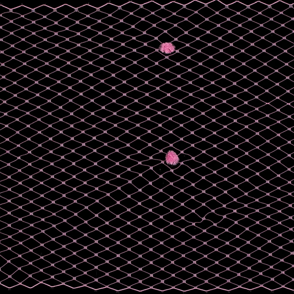 Hot Pink Russian Veiling with Pom Poms - 9" Detail Hot Pink Russian Veiling with Pom Poms - 9" Detail