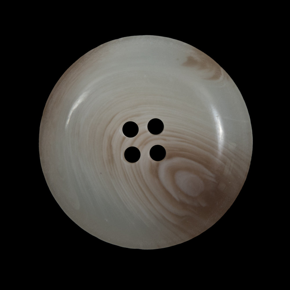Brown and Ivory Swirled Plastic 4-Hole Button - 44L/28mm Detail Brown and Ivory Swirled Plastic 4-Hole Button - 44L/28mm Detail
