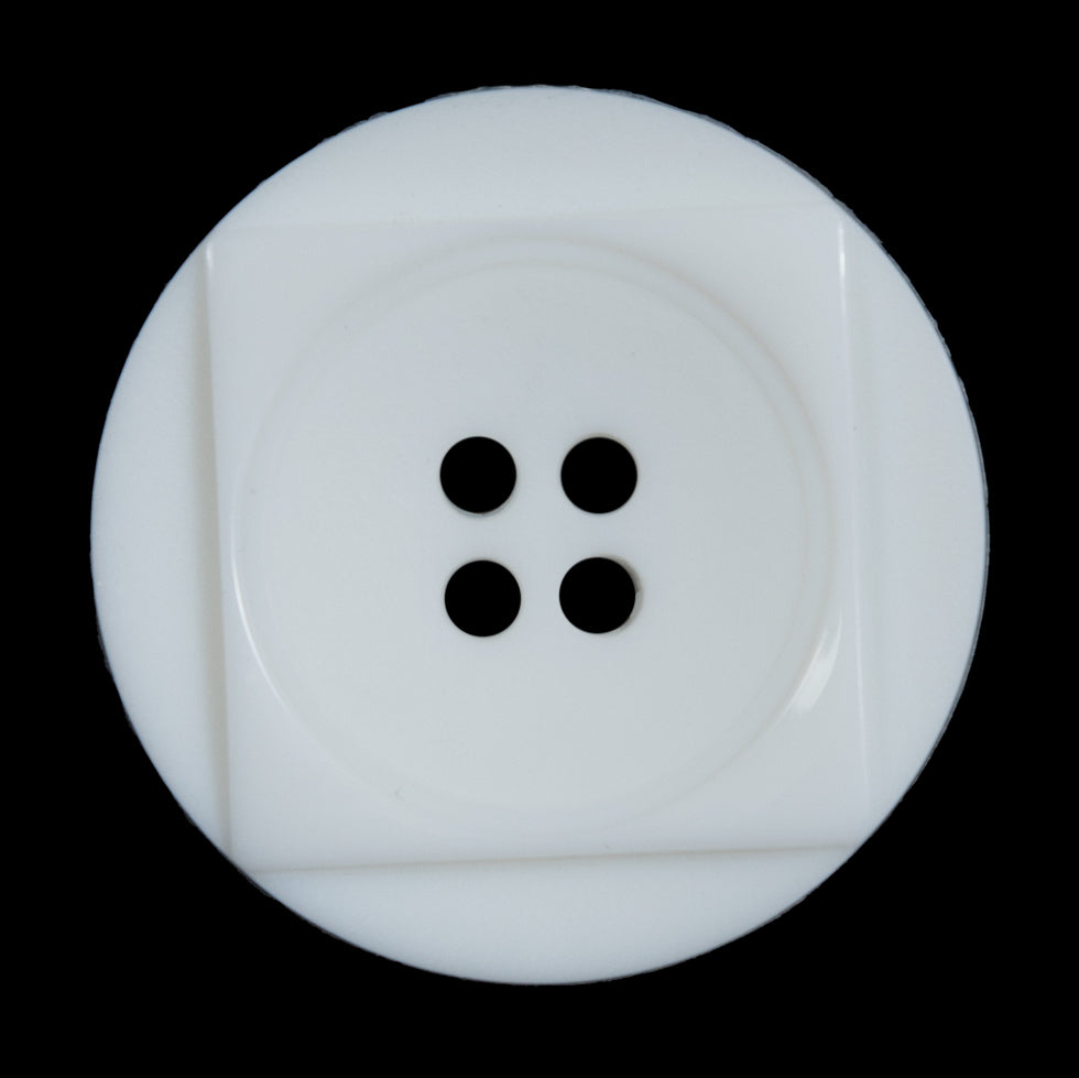 White Geometric 4-Hole Plastic Button - 54L/34mm White Geometric 4-Hole Plastic Button - 54L/34mm