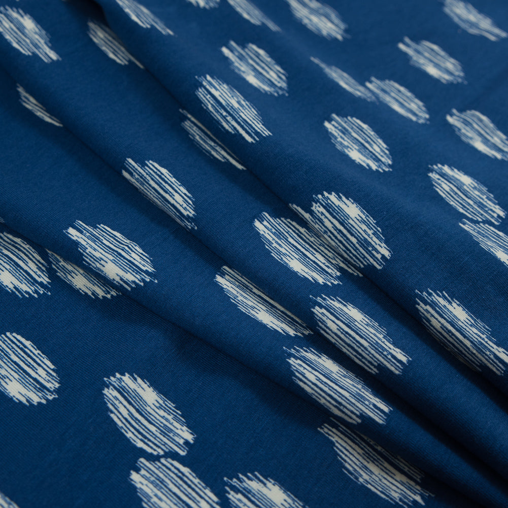 Blue Ikat Spots Cotton Jersey Detail Blue Ikat Spots Cotton Jersey Detail