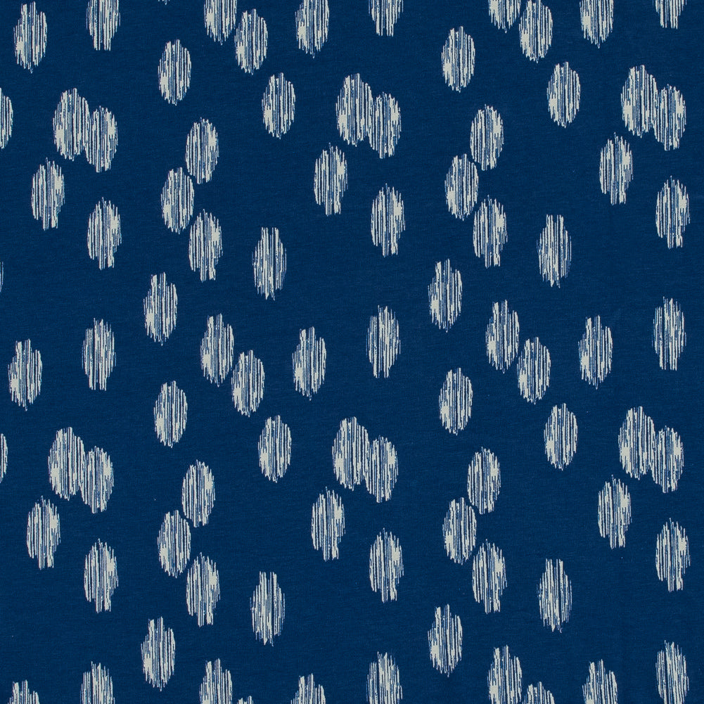 Blue Ikat Spots Cotton Jersey Blue Ikat Spots Cotton Jersey