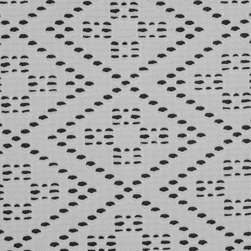 Italian White Geometric Crochet Knit with Fringe Selvages Full