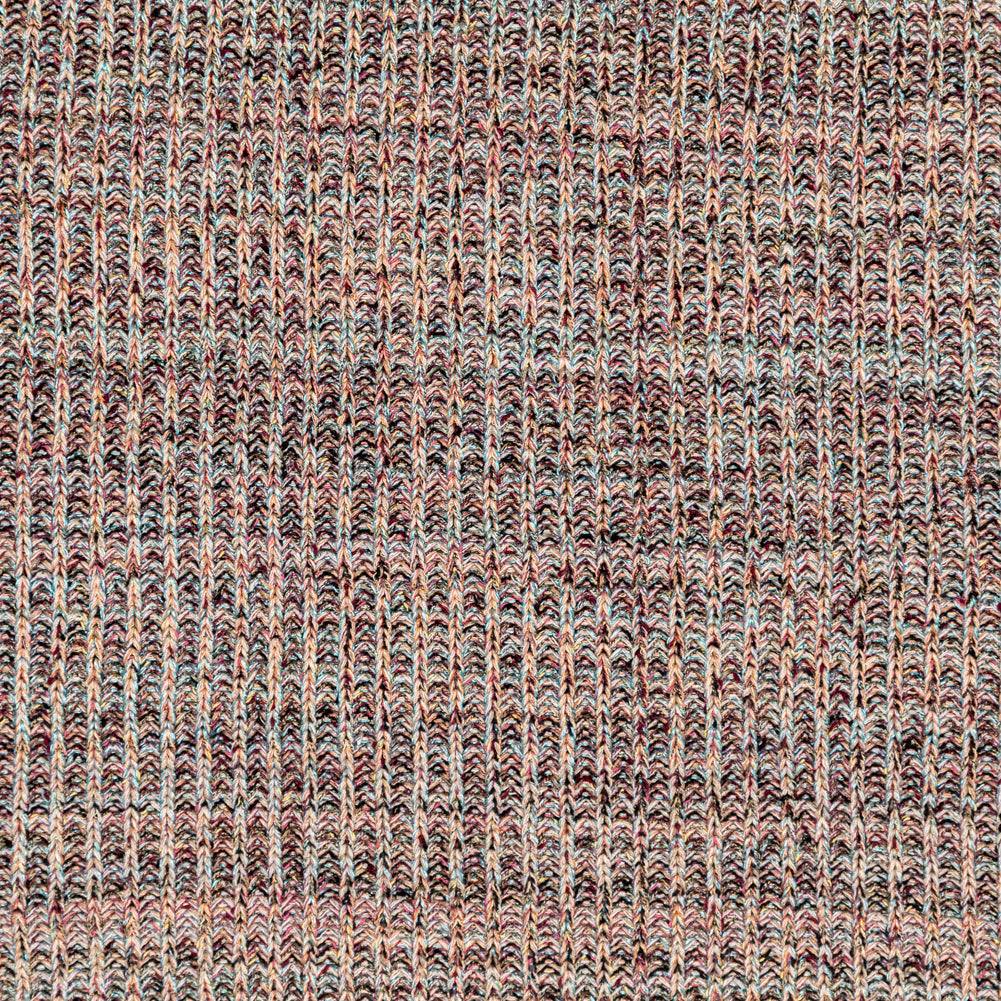 Italian Aqua, Peach and Red Chunky Wool Knit Italian Aqua, Peach and Red Chunky Wool Knit