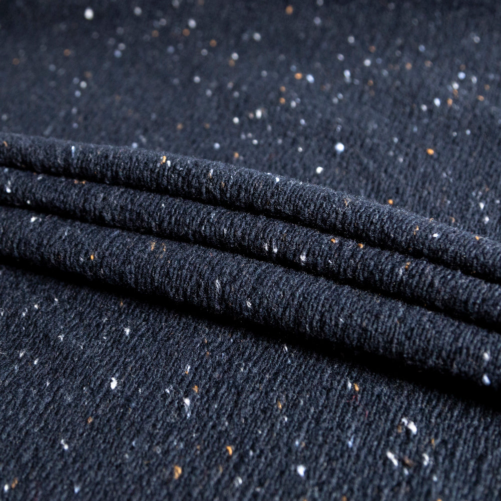 Italian Midnight Navy Speckled Wool Knit Folded Italian Midnight Navy Speckled Wool Knit Folded