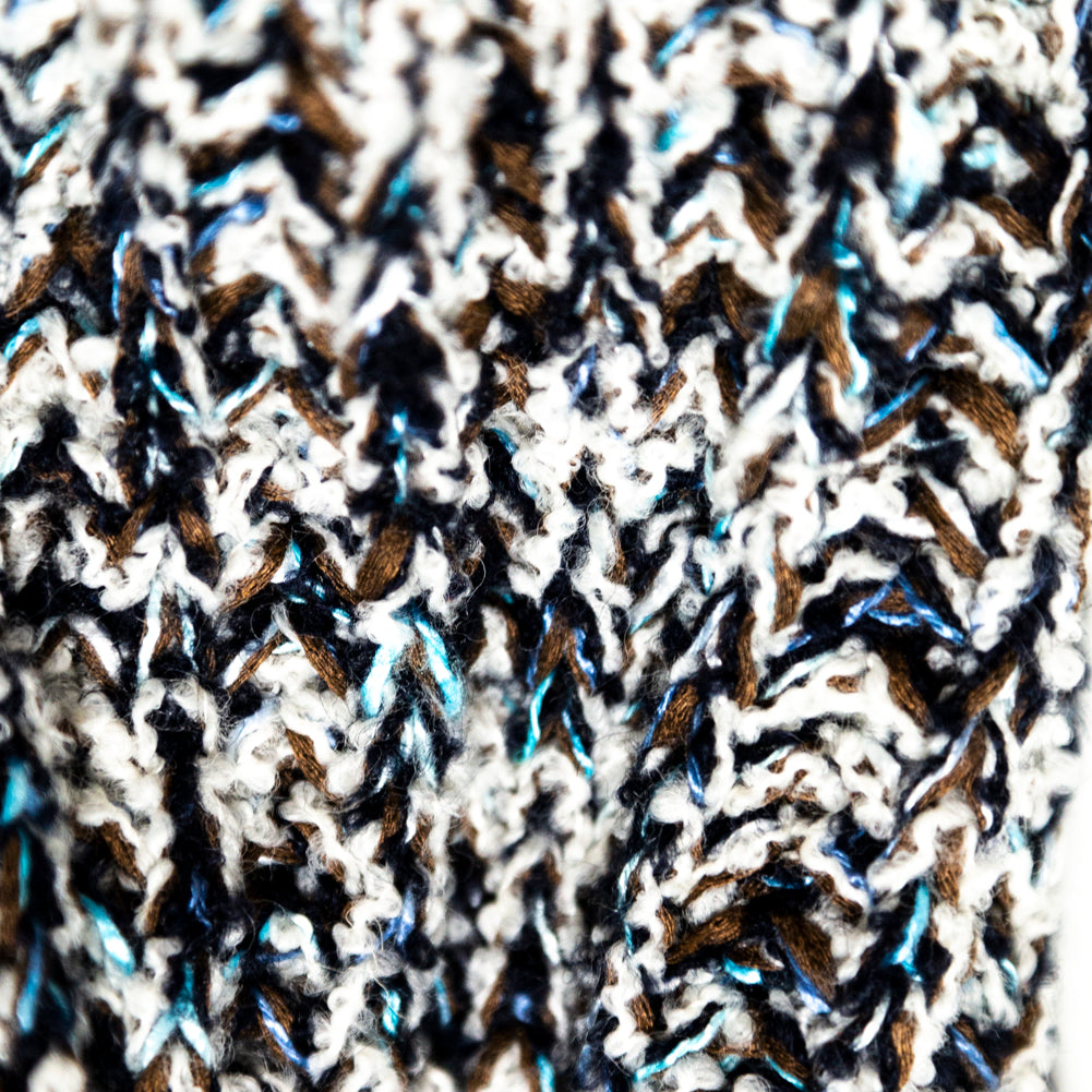 Italian Blue, Brown and White Chunky Wool Knit Full Italian Blue, Brown and White Chunky Wool Knit Full