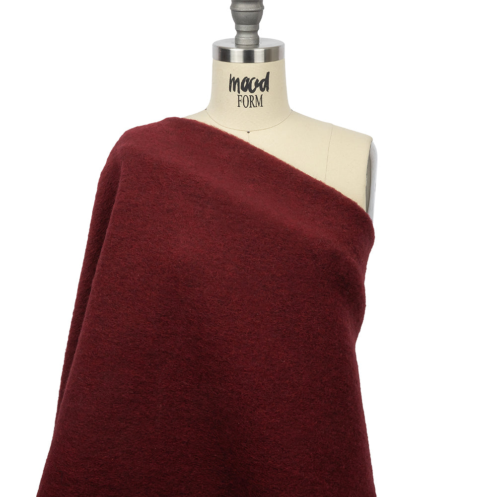 Italian Maroon Fuzzy Wool Knit Detail