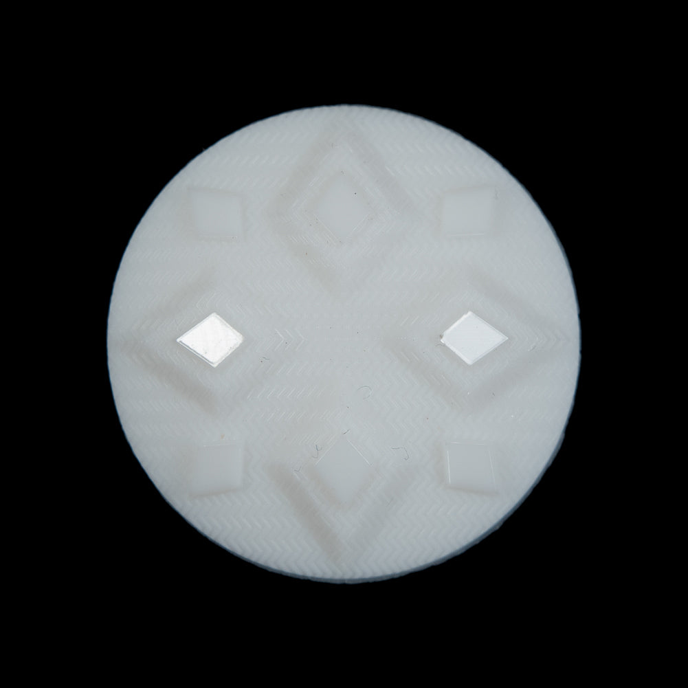 White Diamond Etched Shank Back Button - 44L/28mm White Diamond Etched Shank Back Button - 44L/28mm