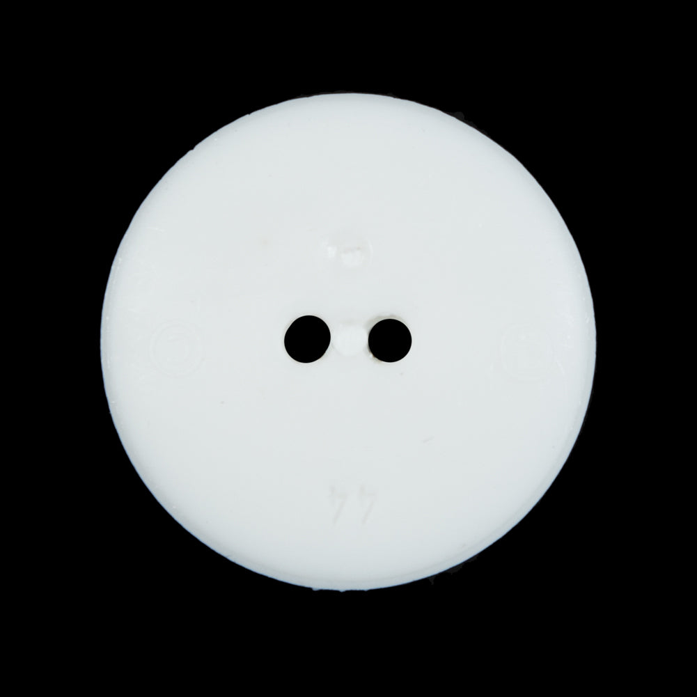 Italian White Beveled 2-Hole Button - 44L/28mm Detail Italian White Beveled 2-Hole Button - 44L/28mm Detail