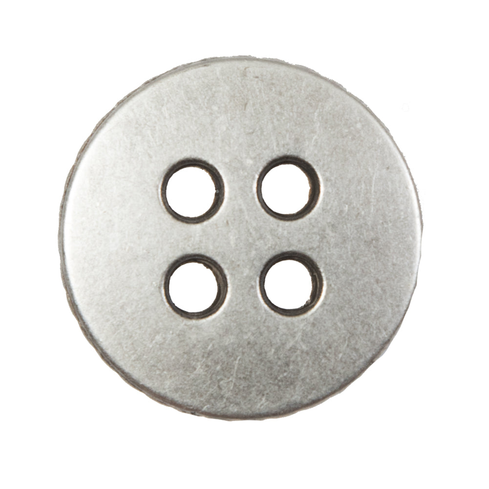 Novelty Silver Metal 4-Hole Button - 44L/28mm Detail Novelty Silver Metal 4-Hole Button - 44L/28mm Detail