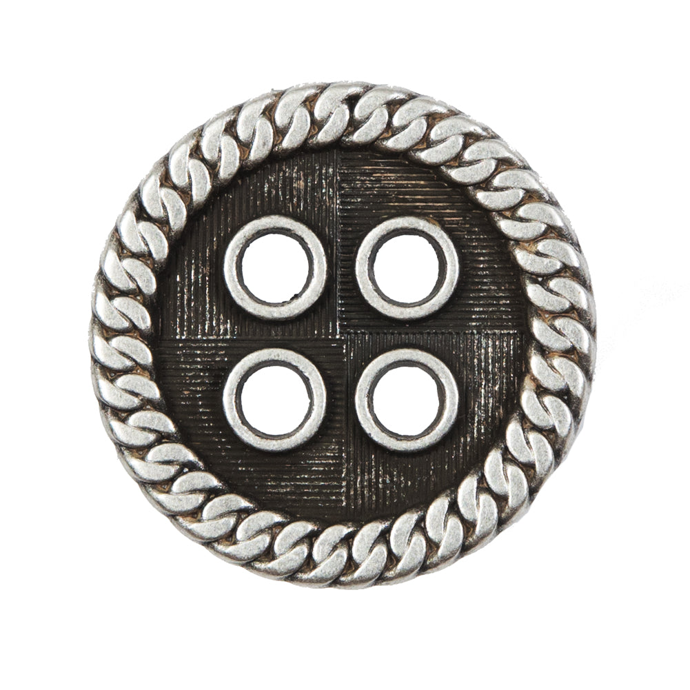Novelty Silver Metal 4-Hole Button - 44L/28mm Novelty Silver Metal 4-Hole Button - 44L/28mm