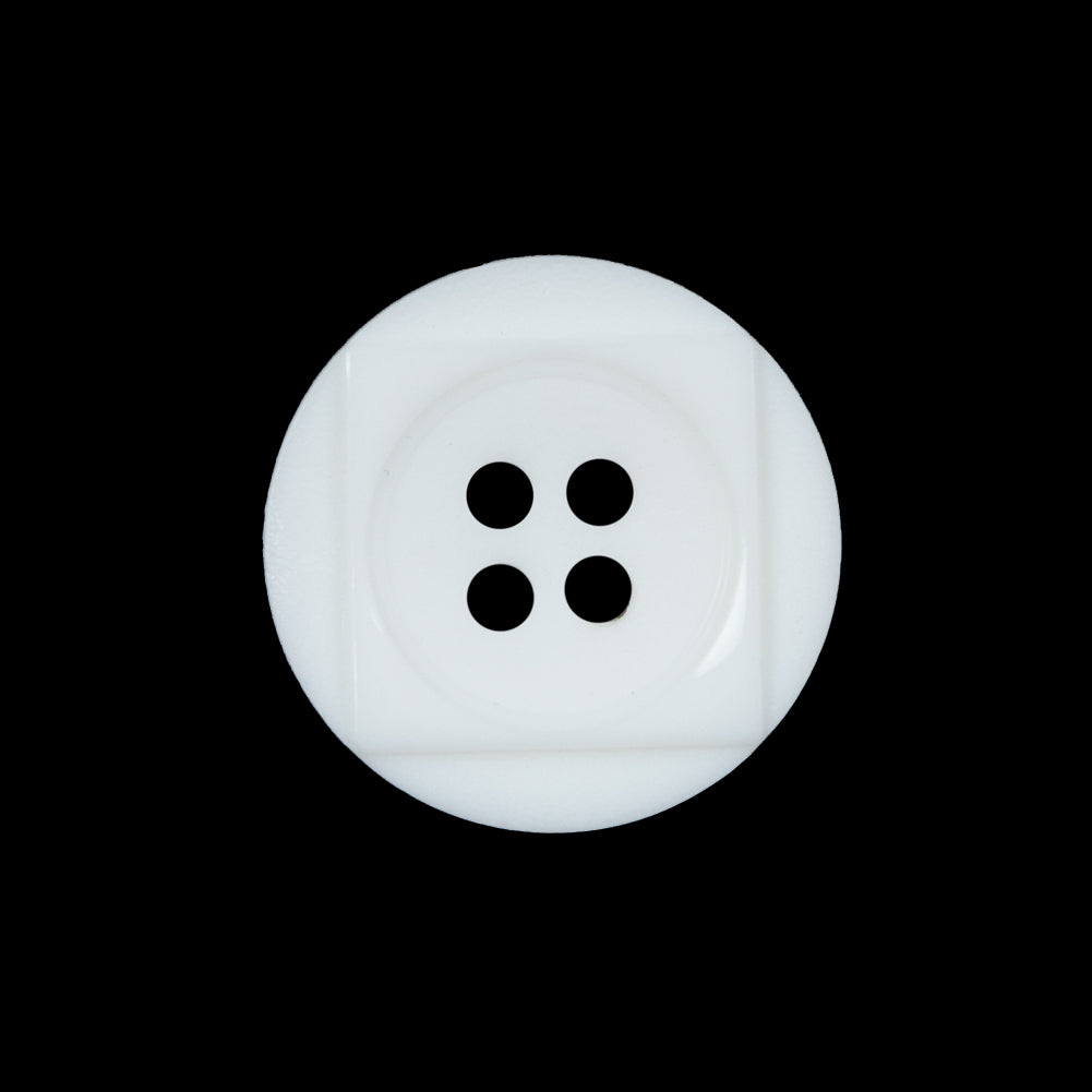 White Geometric 4-Hole Plastic Button - 36L/23mm White Geometric 4-Hole Plastic Button - 36L/23mm