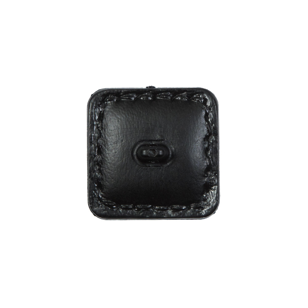 Black Square Topstitched Shank Back Button - 33L/21mm Detail Black Square Topstitched Shank Back Button - 33L/21mm Detail